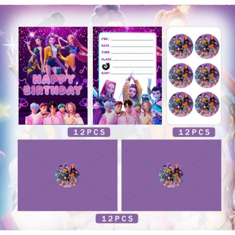 KPop Demon Hunters Party Invitation Card Anime Kids Birthday Greeting Card Single-Page Invitation Card Party Decoration gift