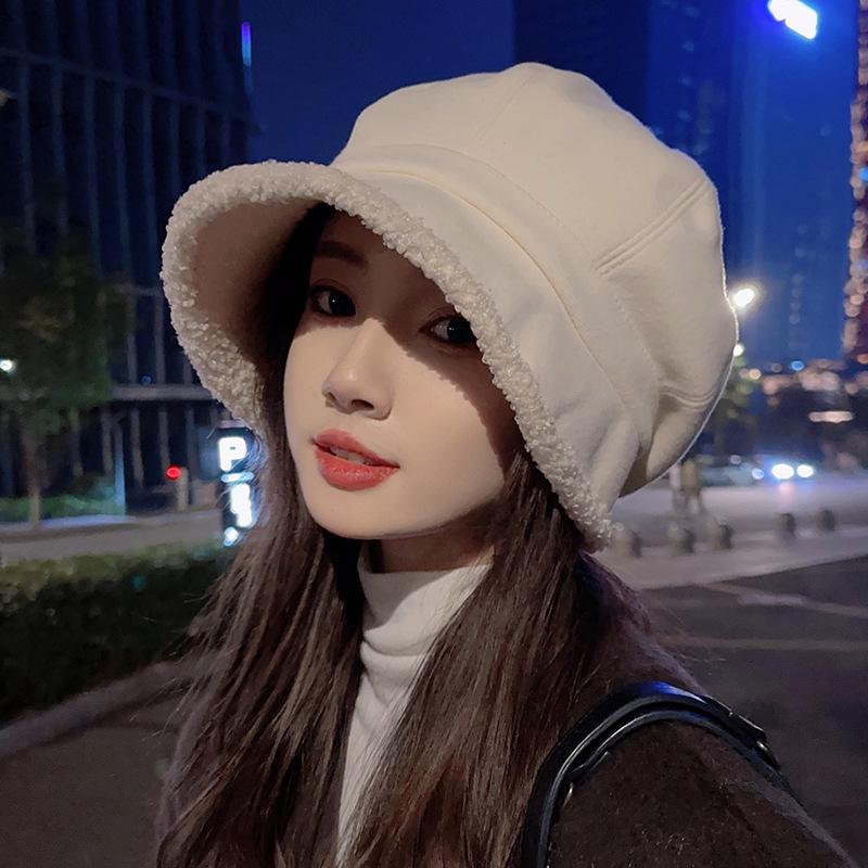 Women's Autumn/Winter Plush Fisherman Beret - Trendy Thick Warm Japanese-Style Octagonal Hat