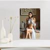 Elegant White Female D Flat Metal Tin Sign Modern Wall Art Decor for Living Room PreDrilled Easy Hang