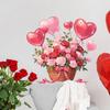 Romantic Heart Basket Floral Wall Sticker Self-Adhesive Removable for Bedroom Dorm Room Home Decor