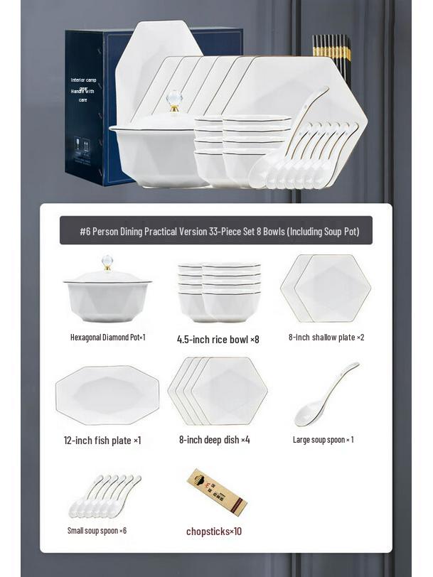 Mode Lanka 33-Piece Crystal-Style Ceramic Dinnerware Set