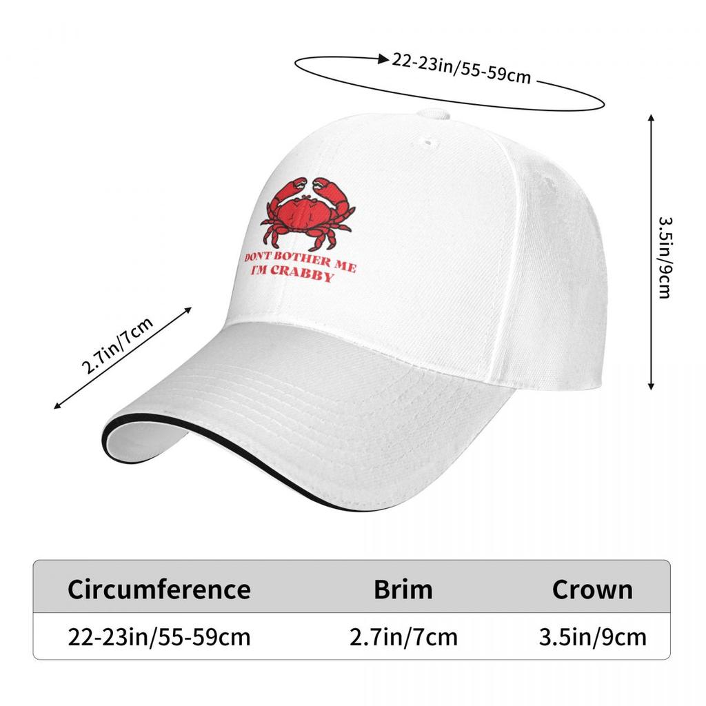 Don't Bother Me I'm Crabby Baseball Caps Snapback Unisex Women Hats Casual Cap Hip Hop Baseball Hat Polychromatic Customizable