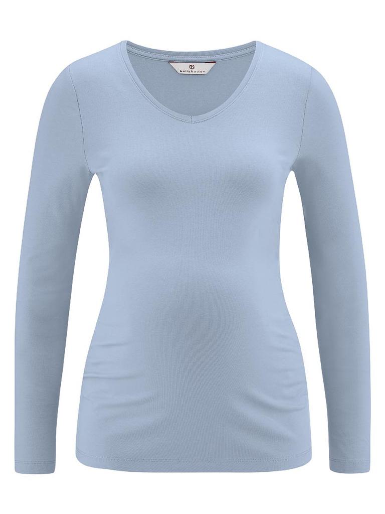 Women's Long-Sleeved Blue Bellybutton Maternity Blouse