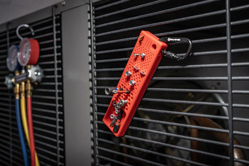 Boltster Magnetic Parts Keeper, Silicone Bit and Bolt Holder, for Maintenance and Repair Work, with Carabiner, Red, BTS-100004R