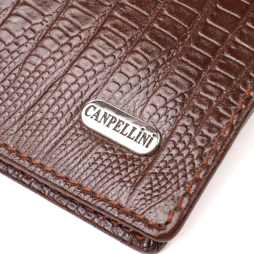 Textured Wallet for Men Made of Genuine Leather with Embossed CANPELLINI 21927 Brown