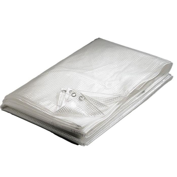 Bâche Transparente - PROVENCE OUTILLAGE - 4 X 6 M - 160 G/m² - Polyéthylène Armé - Avec Oeillets Métalliques