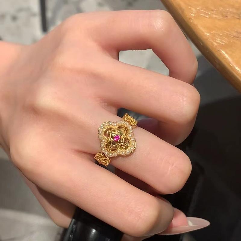 Golden Flower Butterfly Ring Women's Niche Light Luxury High Sense Versatile Open Ring Index Finger Ring New Jewelry