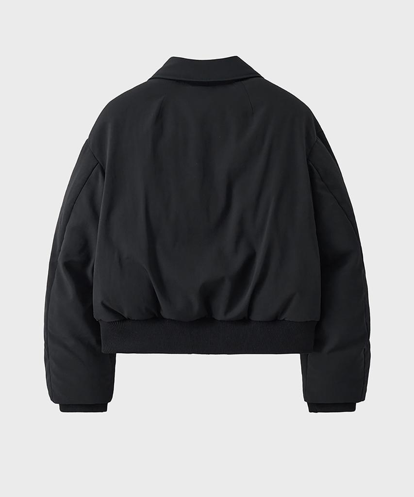 Noirer Padded Wool Crop Blouson (Black)