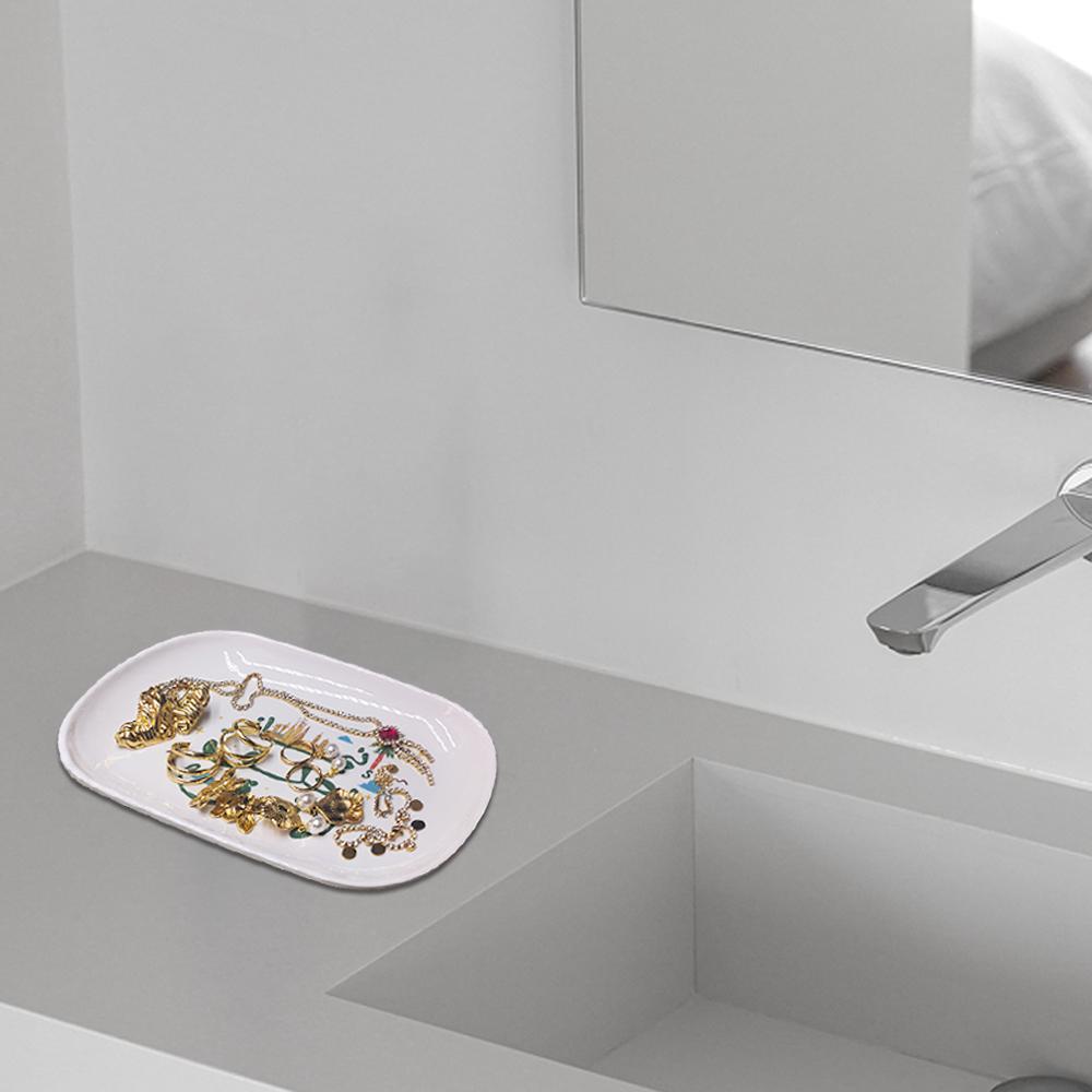 Oval-shaped Tray Set Bathroom Vanity Storage Tray for Countertop Melamine Plastic Organizer Tray for Dresser Tops, Toilet