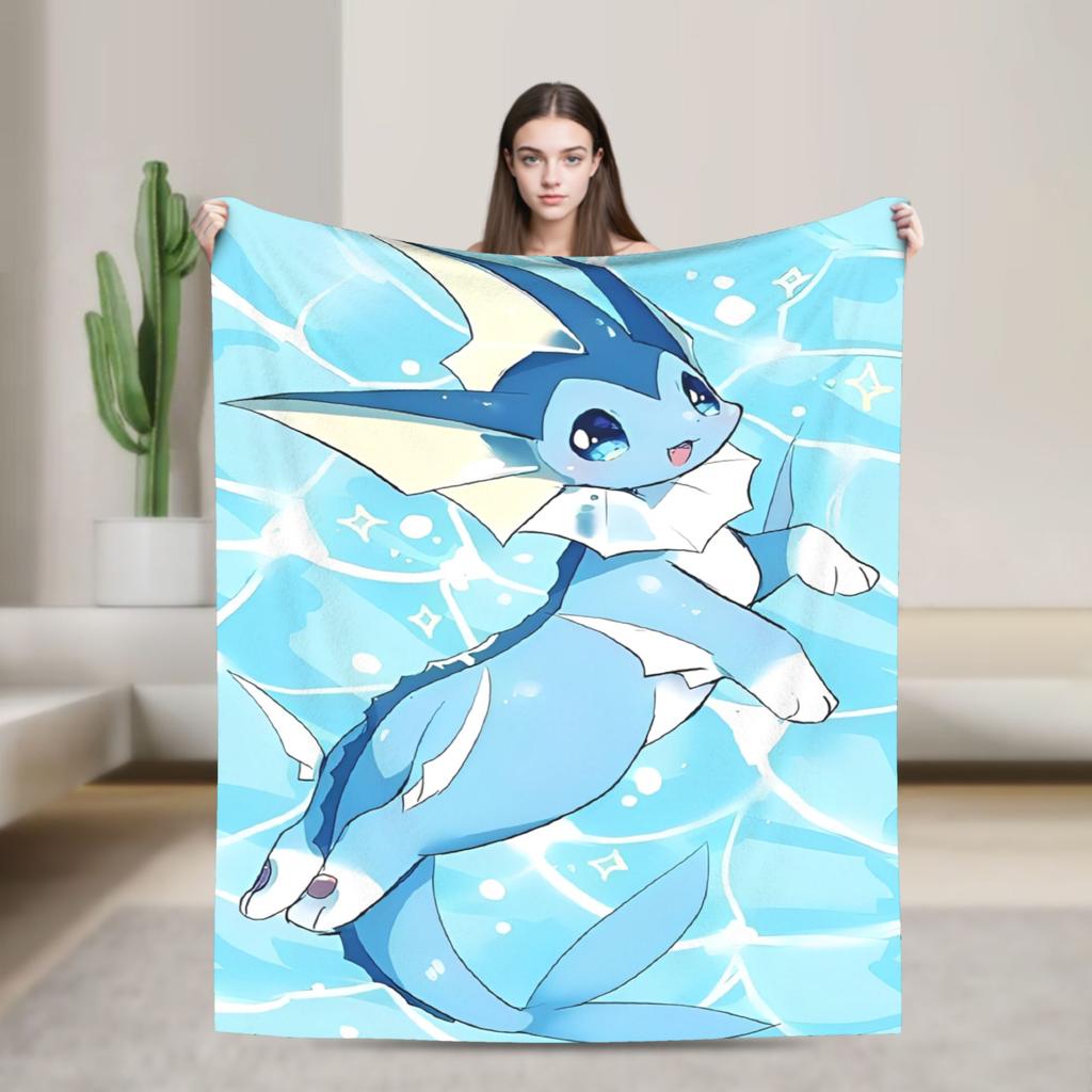 Manga Glaceons Nacht-Thema Decke Reise Büro Flanell Überwurfdecke Für Draußen Warm Weich Pokemon-Design Qualität Tagesdecke Geschenk