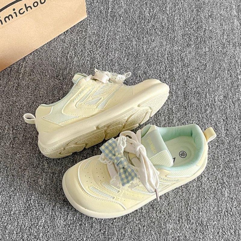 

Bow board shoes women s new spring versatile platform white shoes niche retro sports shoes 40 жёлтый