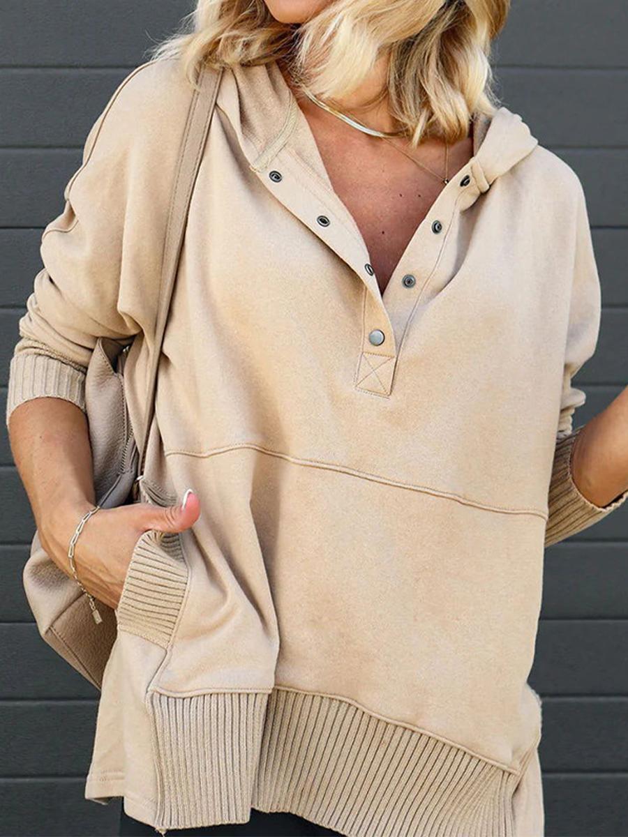 

Женская толстовка, модный топ с v-образным вырезом и капюшоном, рукавами «летучая мышь», повседневный свободный пуловер с резьбой XL абрикосовый