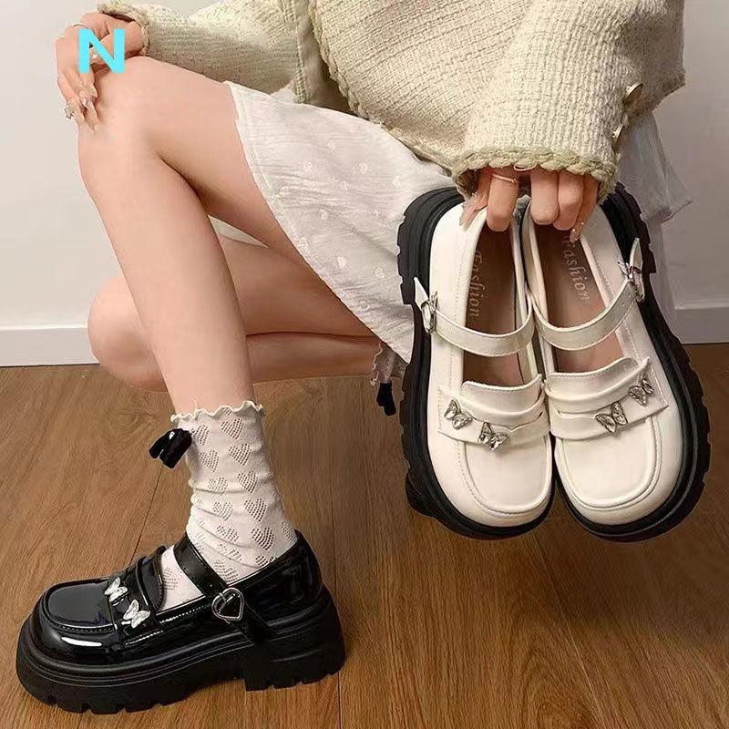 Fashion French Sweet Girl Lolita Mary Jane Shoes Fashion Princess Cute Bow Women Shoes Outdoor No Slip Increased Casual Footwear Loafers