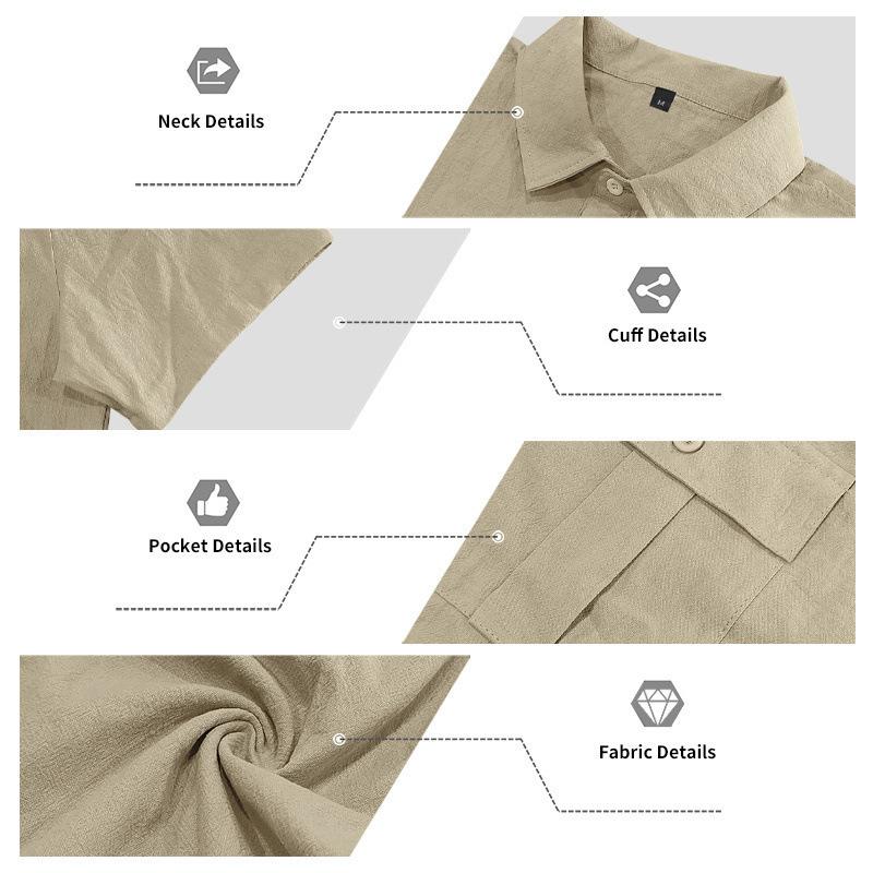 Casual Solid Color Linen Two Piece Sets Mens 2026 Spring Summer Fashion Short Sleeve Shirts and Shorts Outfits Men Linen Suits