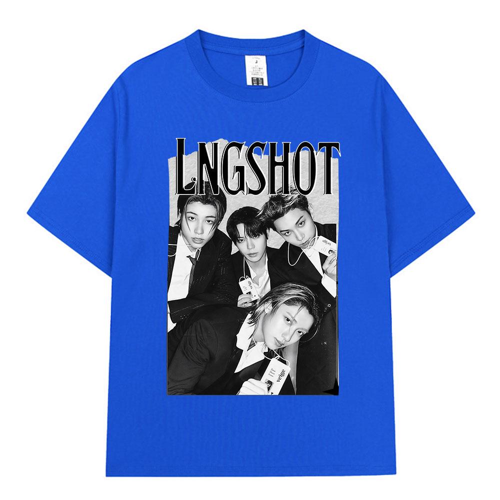 Korean Kpop Hip Hop Group Lngshot Graphic Print T Shirt Unisex Women Clothing Fashion Oversized Short Sleeve Cotton Casual Tshirts