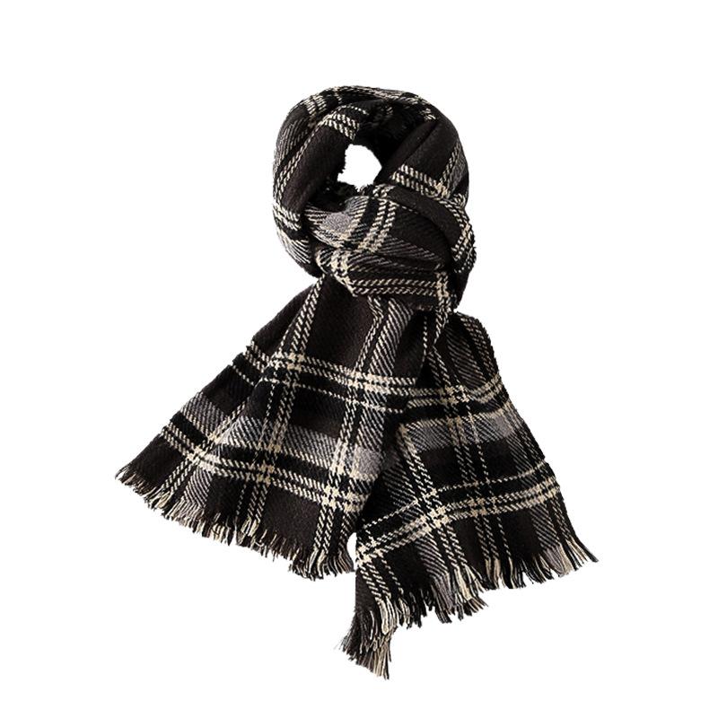 Retro Plaid Scarf for Women in Autumn and Winter Versatile New Double Sided Houndstooth British Cute Scarf Korean Style Trendy Shawl