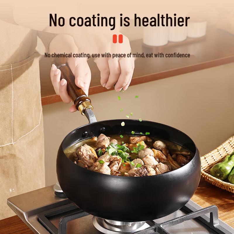 Zhang Sanfeng Pre-Seasoned Cast Iron Wok with Glass Lid