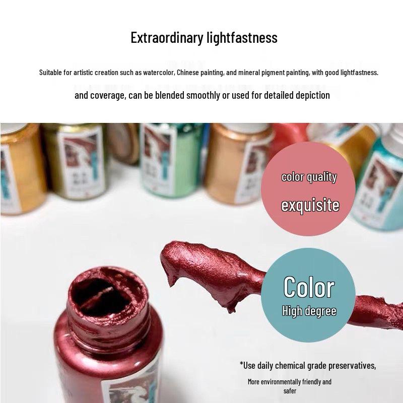 Pearlescent Gold & Silver Watercolor Paint for Nail Art & Chinese Painting