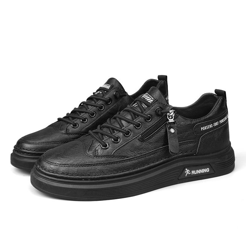 Autumn men's shoes leather board shoes men's casual trendy shoes young and young students little white shoes side zipper