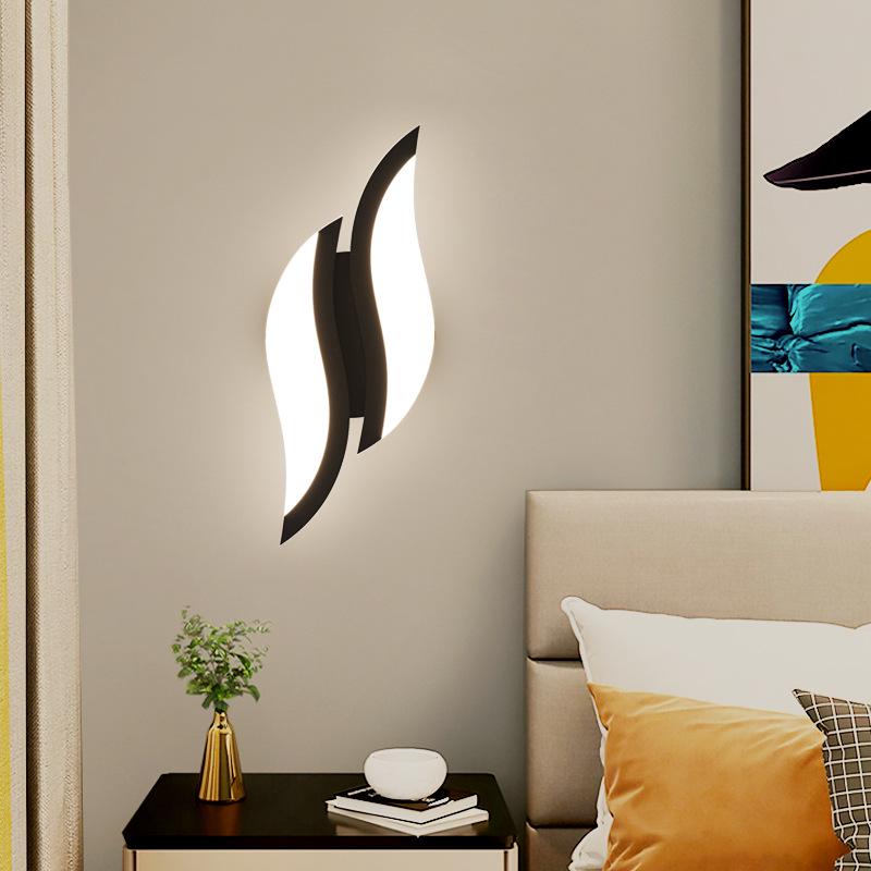 Modern Minimalist Wrought Iron Acrylic LED Wall Lamp for Bedside and Staircase Decoration