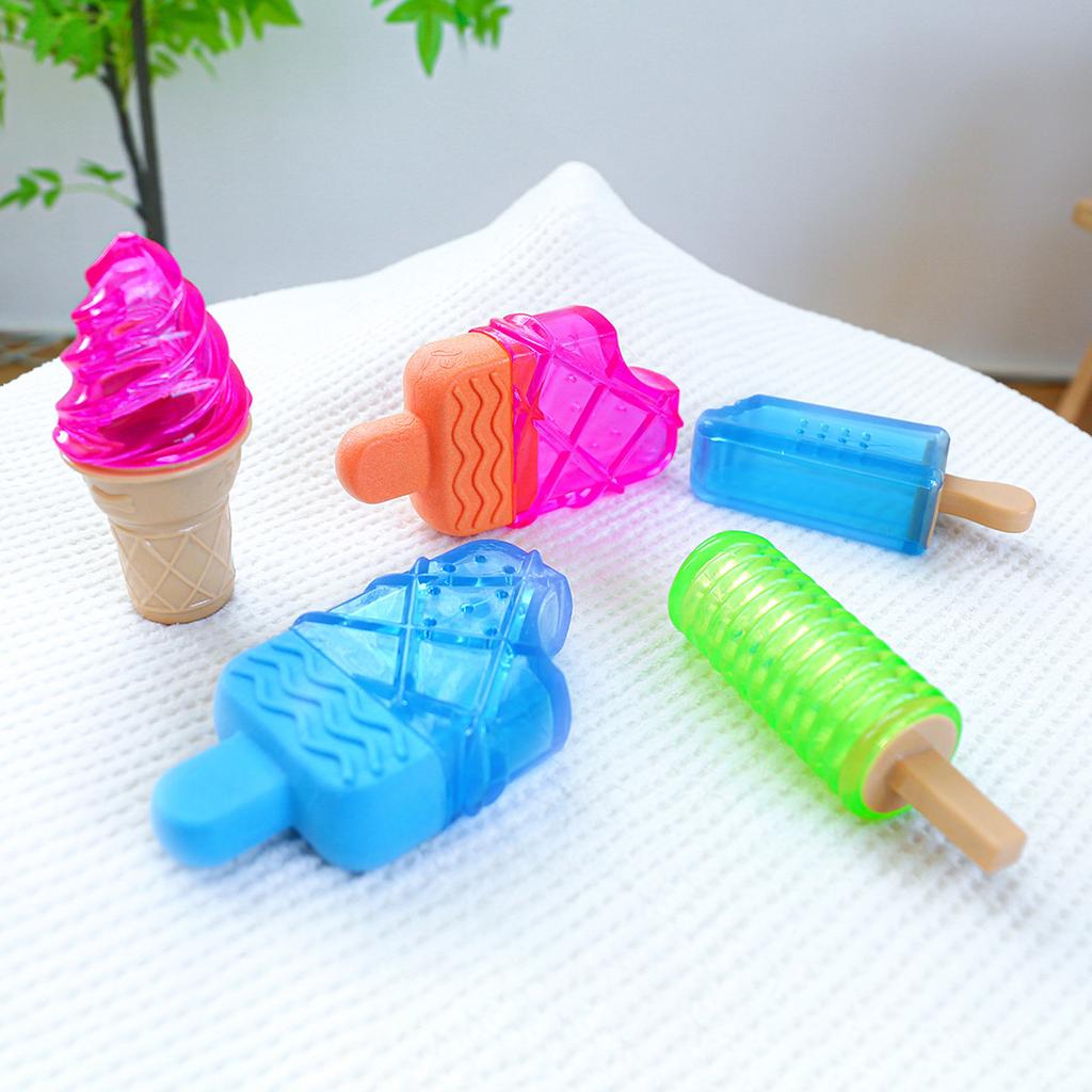 Freezable Dog Squeak Toy TPR Chew Popsicles Shape Toy with Squeaker Ice Lolly Squeak Sound Toy Popsicles
