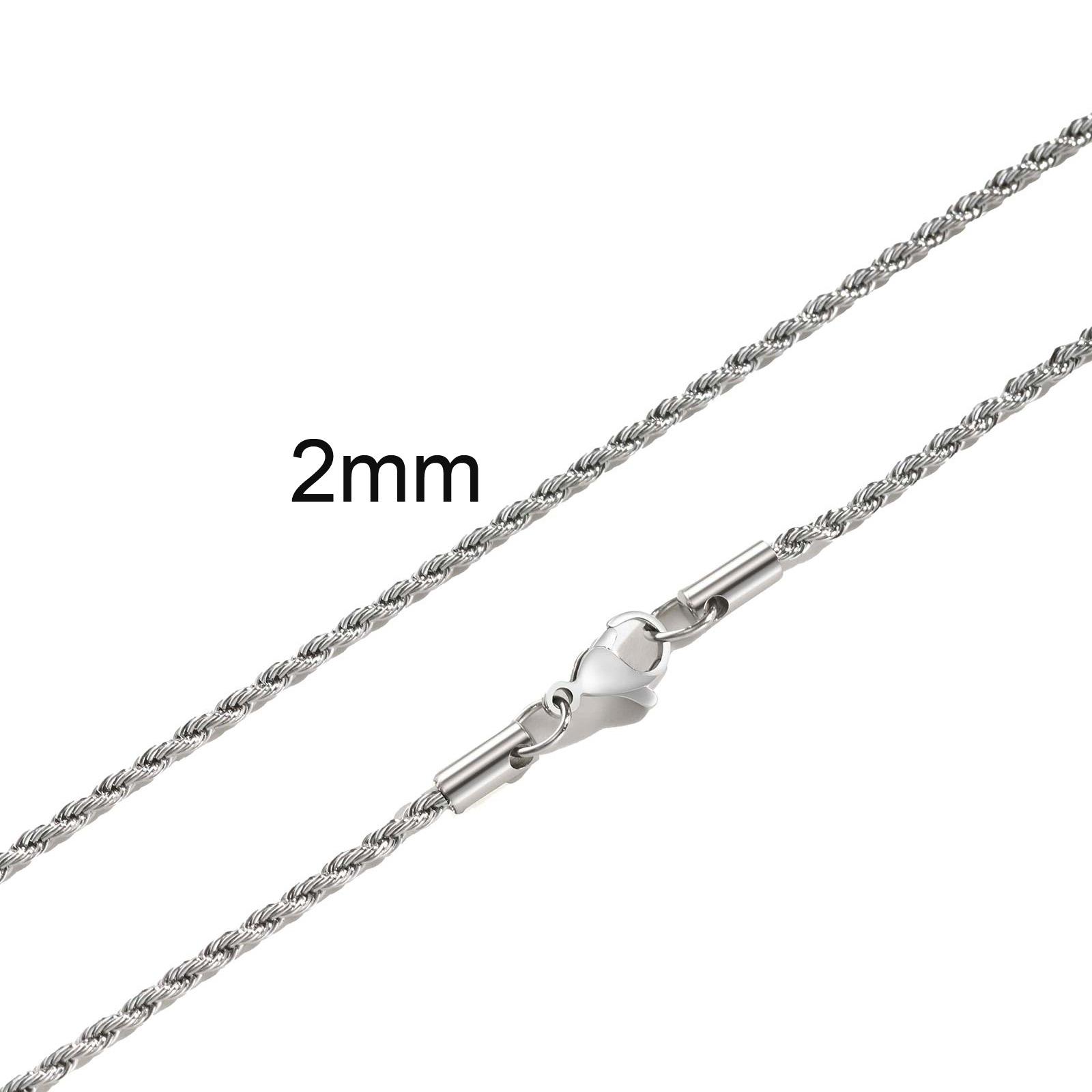 

Vintage Punk Rope Chain Necklace for Men Women,2/3/4/5mm Stainless Steel Twist Chain Collar,Hip Hop Casual Jewelry Gift 65cm 26inch