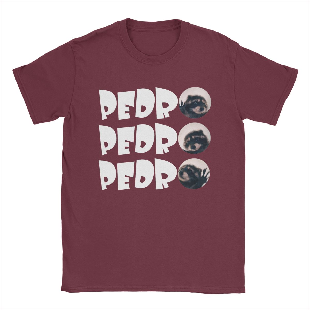 

Men s T-Shirt Pedro The Dancing Raccoon Funny Cotton Tee Shirt Short Sleeve T Shirt Crew Neck Clothes Adult XXXXXL бордовый