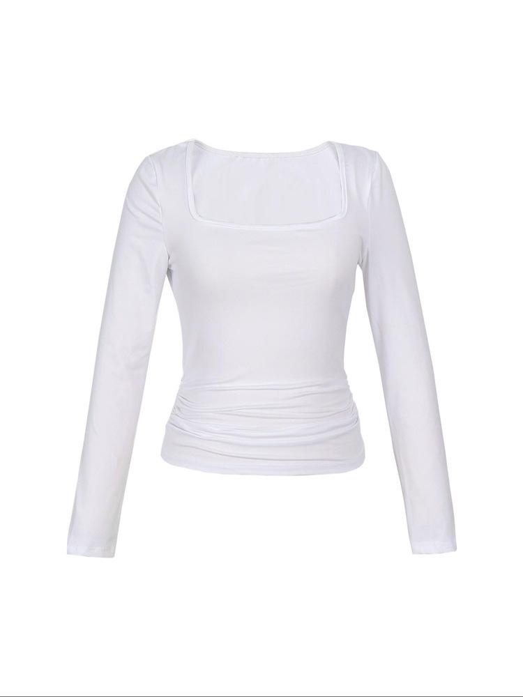 2025 Spring/Summer Women's Y2K Square Neck Long Sleeve Casual Fashion Top