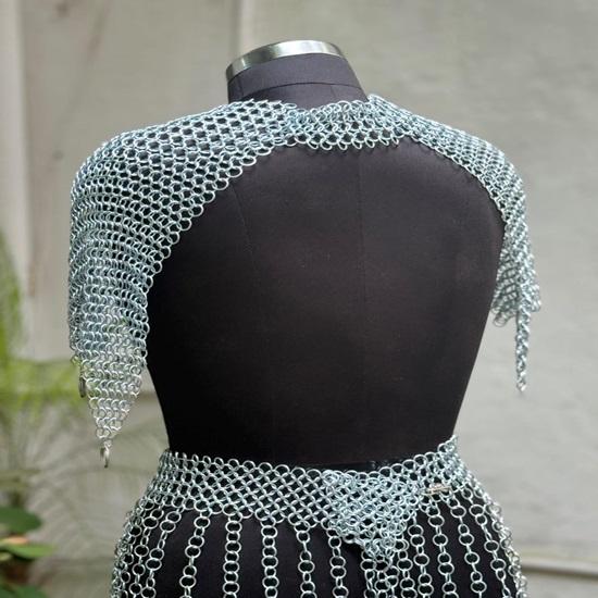 Silver Valkyrie Chainmail Armor Set for Women  Edgy Festival Outfit, Cosplay Costume,  Body Armor, Statement Top And Skirt