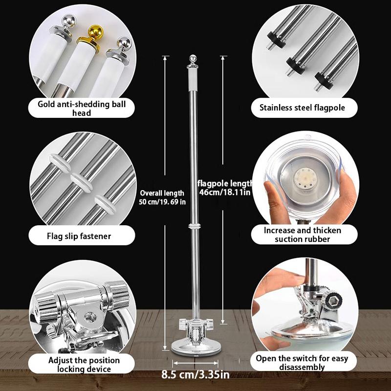 Vehicle Flagpole Holder Suction Cup Flagpole Base Car Parade Flagpole Base Flag Frame Flagpole Suction Flagpole Base