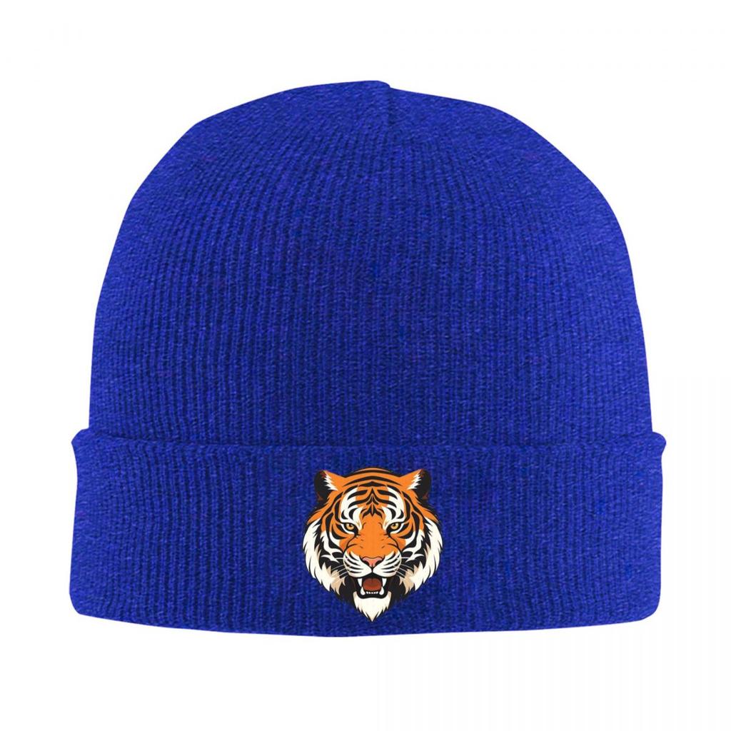 Tiger Head Pattern Warm Knitted Cap Hip Hop Bonnet Hat Autumn Winter Outdoor Beanies Hats for Unisex Women Adult
