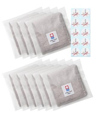 Imabari Hand Individually Wrapped with Medium Made In Moffin Aso Towel Handkerchiefs Plain Lavender [asoboze] Towels, 10-Piece Set, Stickers, 22x22cm,