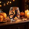 Stiellose Trinkgläser Halloween Glasbecher, Geprägtes Kürbis Geist Katze Fledermaus Glas, Gothic Bar Zubehör Gruselige Getränkebecher, Saisonal