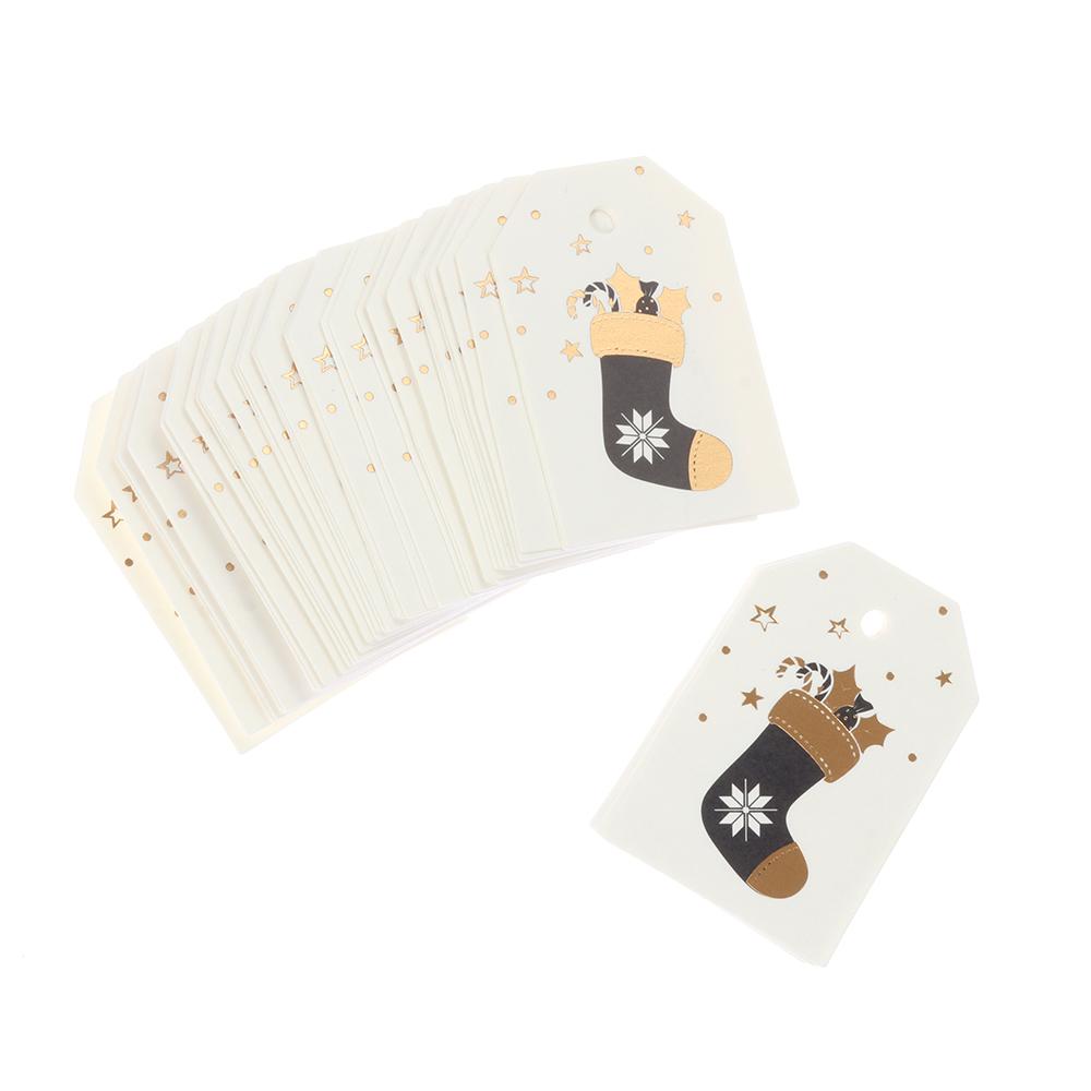 50PCS Party Cards Xmas Decoration Kraft Paper Hang Tags Gift Wrapping Christmas Labels Kraft Tag