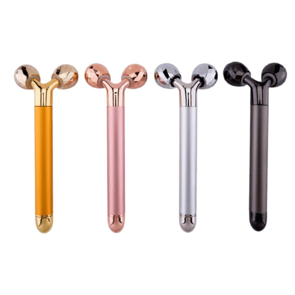 Zinc Alloy Y Shape Facial Massager Dual Roller Design Face Massage Instrument Jaw Contour Care