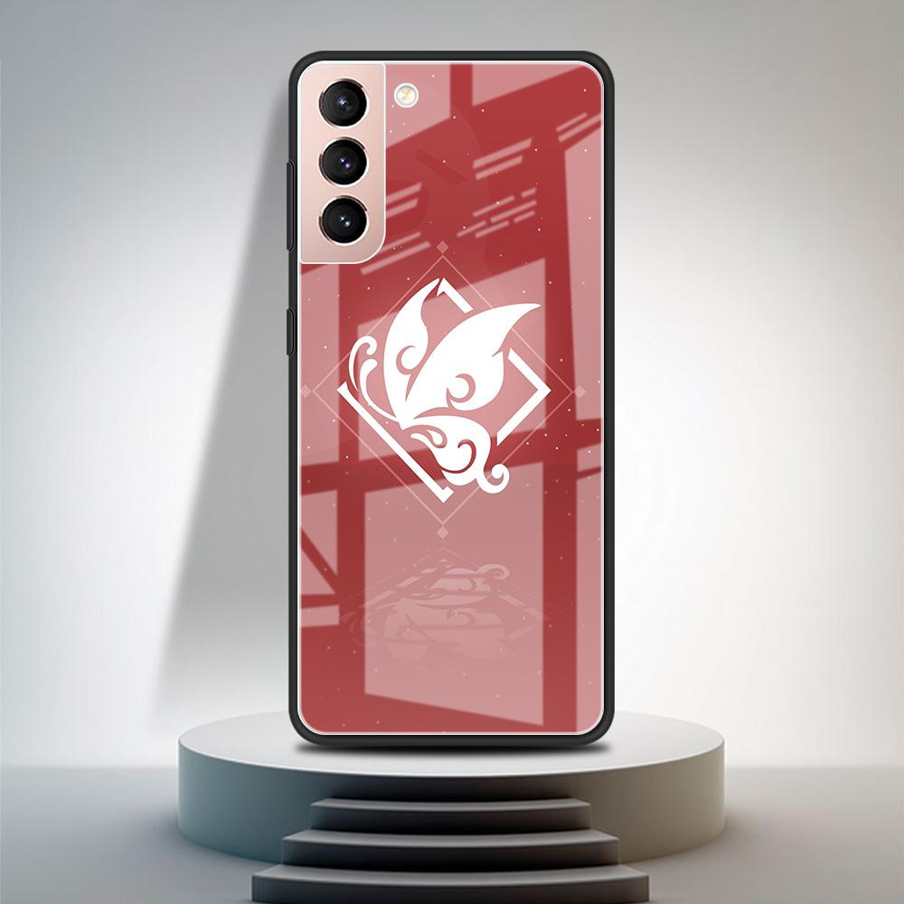 Modische Glashülle für Samsung S20 FE S21 S10 S9 S8 Plus Handyhülle für Galaxy Note 20 Ultra 10 Lite 9 Game Genshin Impact