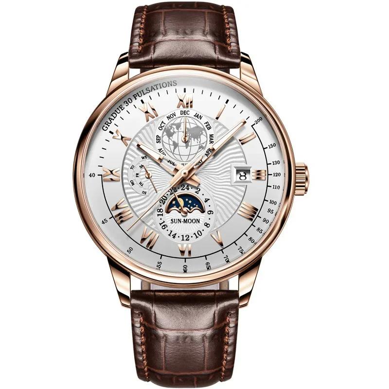 Watches Mens Top Brand Luxury Watch Calendar with Leather Band Fashion Business Quartz Wristwatch Casual Clock