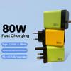 80W GaN Charger with Retractable Cable - Type-C PD Fast Charger for Apple & Huawei Devices