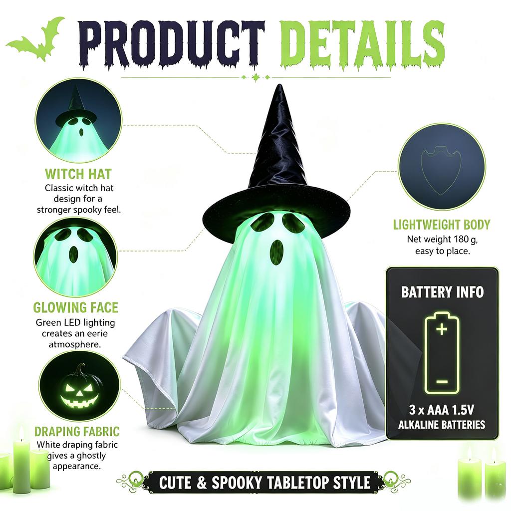 Motorisierte Kleine Halloween-Dekoration - Hebe-Hänge-Requisite mit Kürbislicht für Party