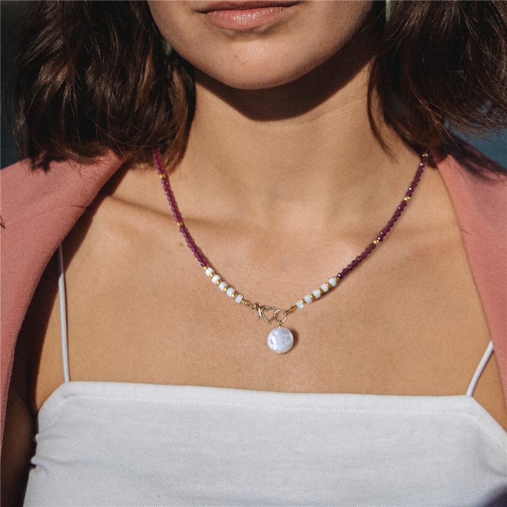 Baroque Pearl Pendant Necklace for Women 3mm Natural Stone Beaded Heart Buckle Necklaces Vintage Wedding Elegant Jewelry Gifts
