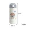 380ml Cute Cartoon Thermos Cup Stainless Steel Bouncing Cover Straw Mini Vacuum Flask Outdoor Water Bottle