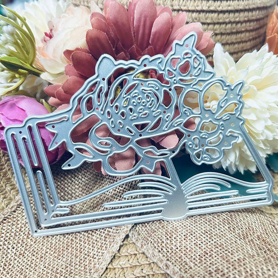 Books In Flowers Metal Cutting Dies Stencil for DIY Scrapbooking Photo Album Embossing Paper Cards Crafts Diecuts