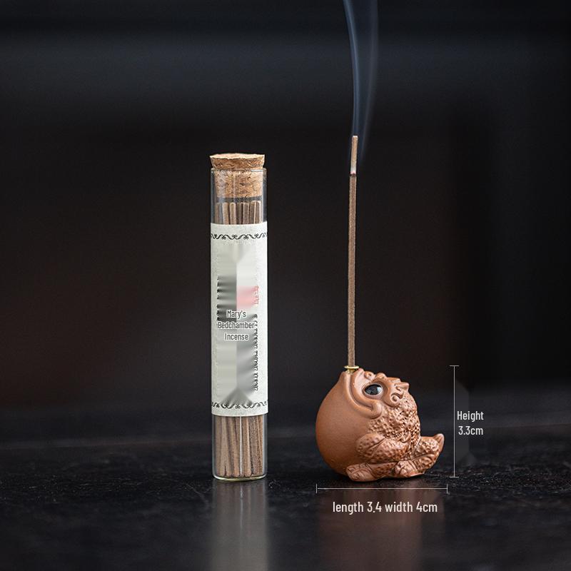Purple Clay Golden Toad Incense Burner - Indoor Zen Tabletop Aroma Holder