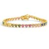 Bezel Setting 5mm Pink CZ Heart Tennis Bracelet Iced Out Colorful 5A Zirconia Female Jewelry for Women Valentine's Day Gift