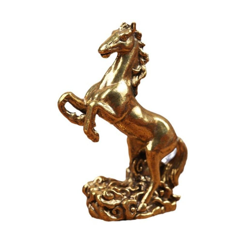 Kupferskulptur Pferd im chinesischen Stil Realistische Traditionelle Tierkreiszeichen Pferdefiguren Mini Einzigartige Retro Pony-Statue Feng Shui Dekor