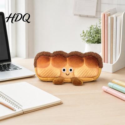 Emotional Expression Pouch Cute Bread Pencil Case Plush Large Capacity Pen Pouch