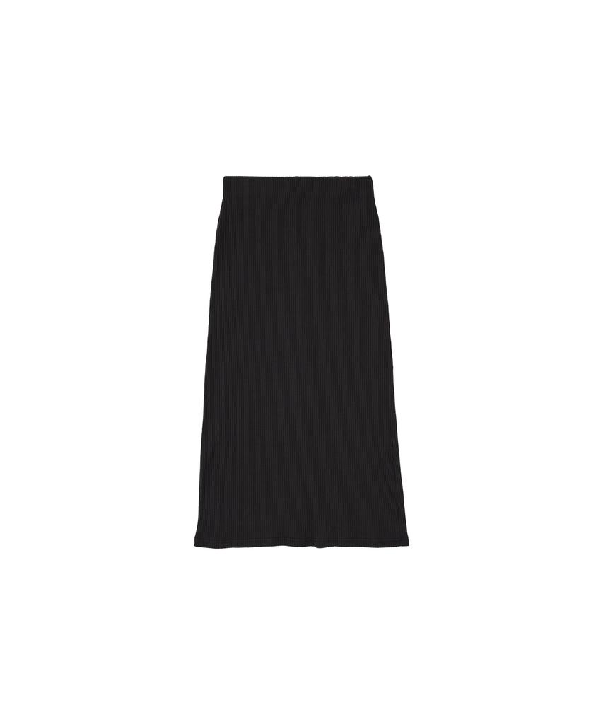 320 Showroom Banding Slit Ribbed Span Long Skirt Deep Navy
