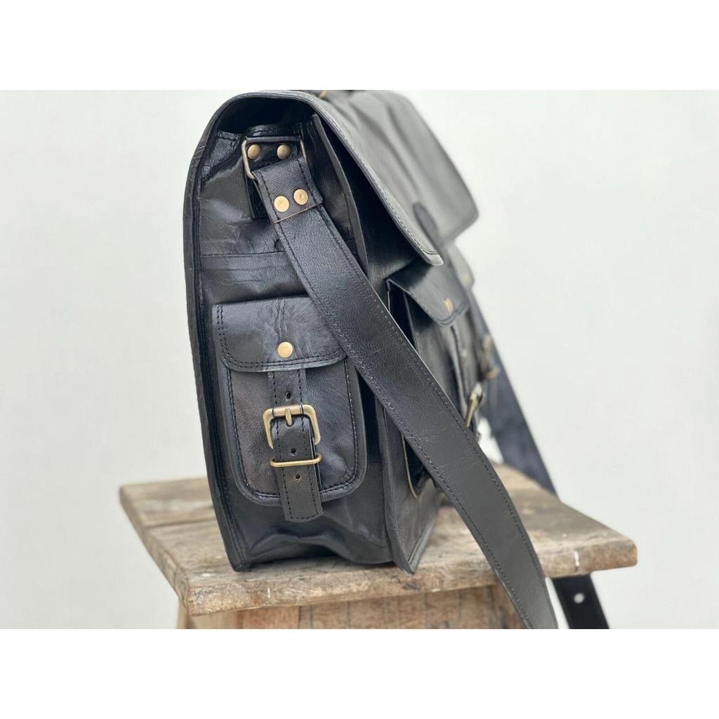 Men's Genuine Leather Vintage Laptop Messenger Satchel Briefcase Practical Bag