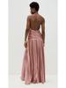 European and American Women's Metallic Pleated Slit Halter Dress 8155 - Sleeveless & Backless
