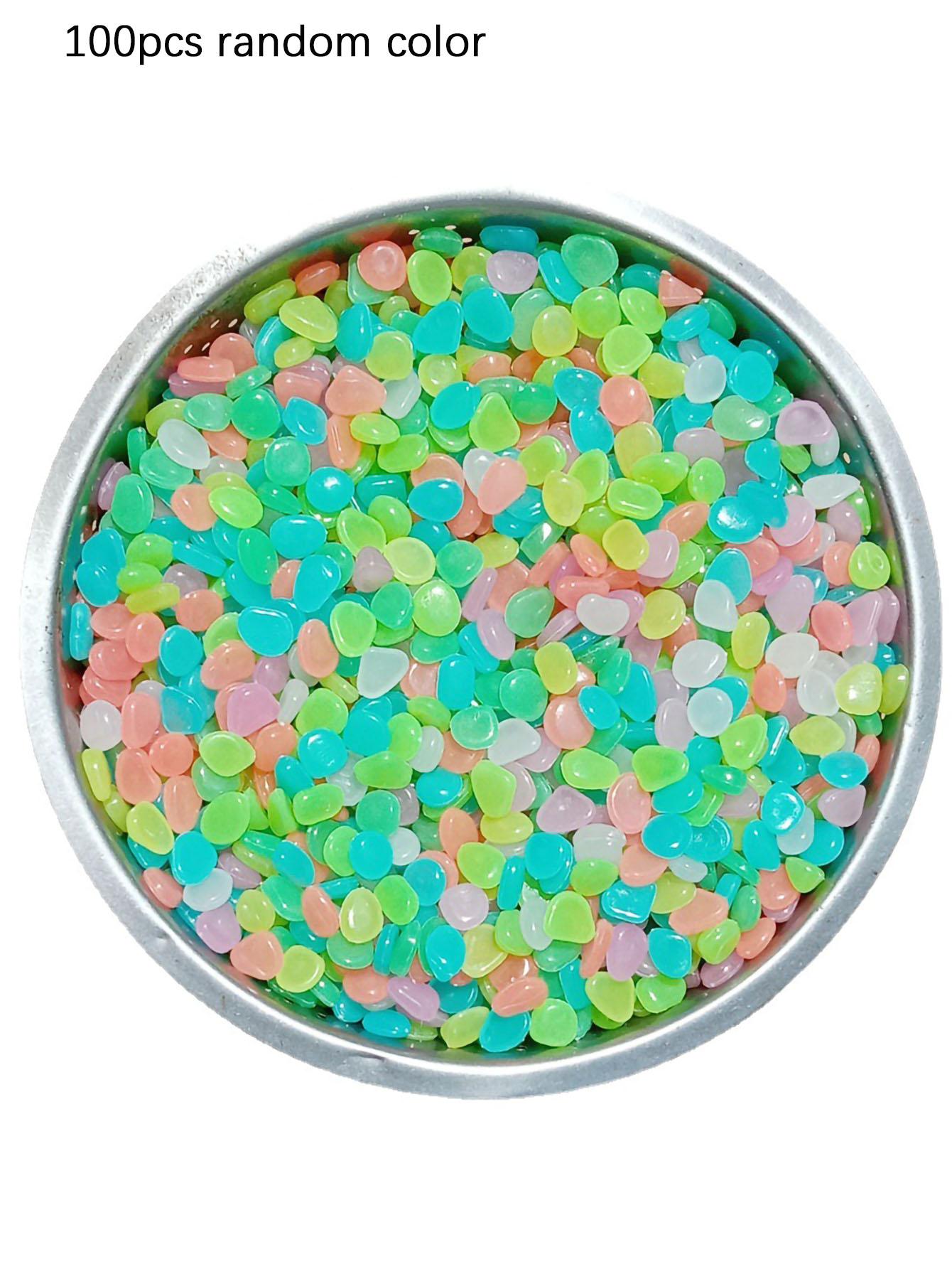 

100 шт.-Маленький светящийся камень, светящаяся галька, сад, аквариум, ландшафтный флуоресцентный камень - случайный цвет